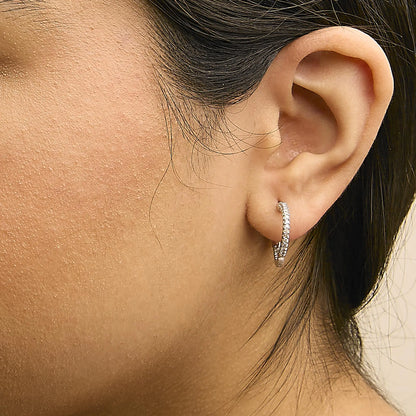 .925 Sterling Silver 1/2 Cttw Princess Diamond Inside Out Hoop Earrings (G-H Color, VS2-SI1 Clarity)