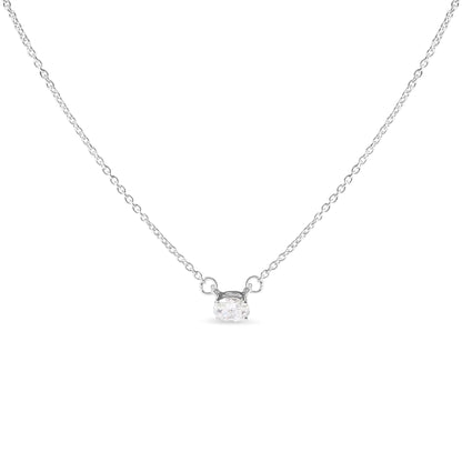 14K White Gold 1/4 Cttw Lab Grown Oval Solitaire Diamond East West 18" Pendant Necklace (G-H Color, VS2-SI1 Clarity)