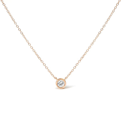 10K Gold 1/10 Carat Round Brilliant-Cut Diamond Modern Bezel-Set Solitaire 16"-18" Pendant Necklace