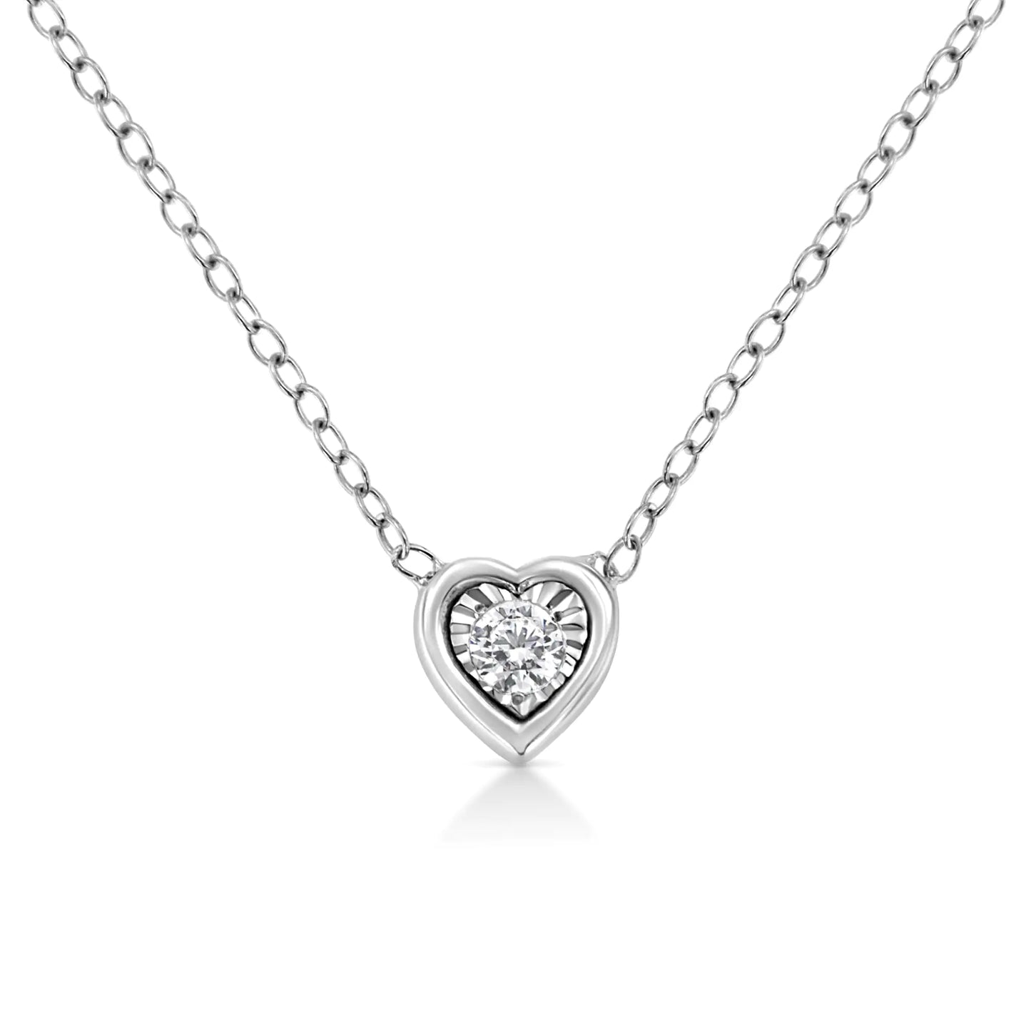 10K White Gold 1/10 Cttw Miracle Set Round-Cut Diamond 18" Pendant Necklace - Choice of Shape