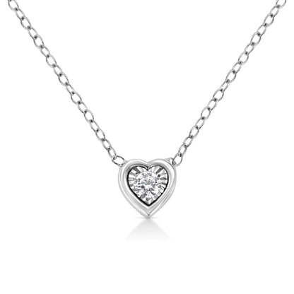 10K White Gold 1/10 Cttw Miracle Set Round-Cut Diamond 18" Pendant Necklace - Choice of Shape