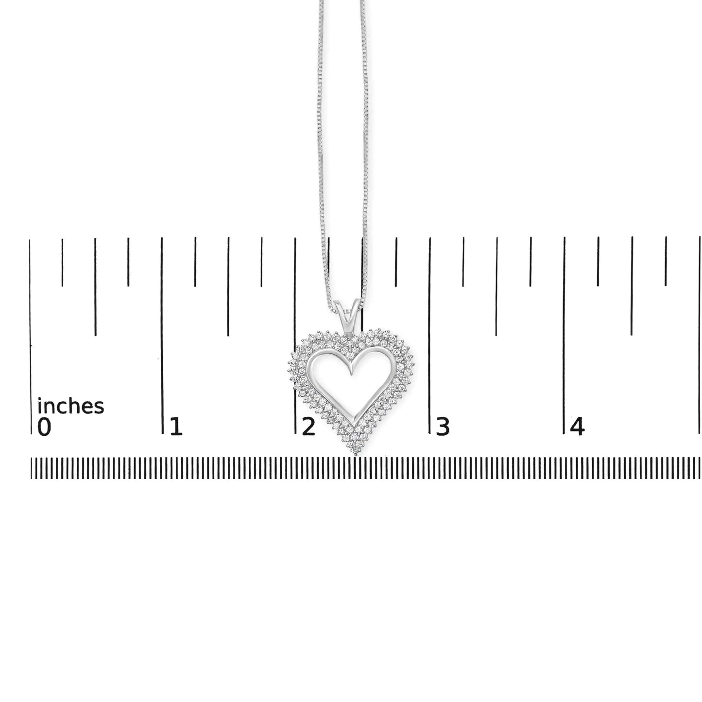 .925 Sterling Silver Diamond Heart 18" Pendant Necklace (I-J Color, I2-I3 Clarity)