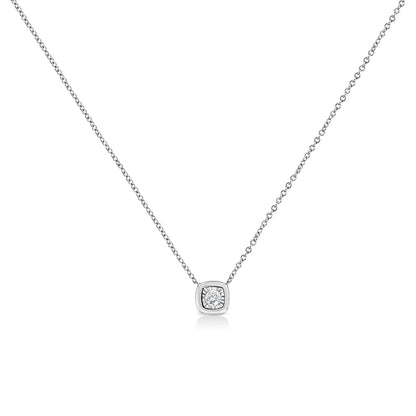 10K White Gold 1/10 Cttw Miracle Set Round-Cut Diamond 18" Pendant Necklace - Choice of Shape