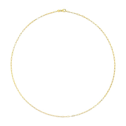 Unisex Solid 14K Gold 1.5mm Paperclip Chain Necklace - Choice of Length and Metal Color
