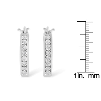 .925 Sterling-Silver Diamond Accent Channel Set Style Hoop Earring (I-J Color, I3 Clarity)