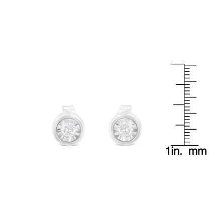 .925 Sterling Silver 1/5 Cttw Round Brilliant-Cut Near Colorless Diamond Miracle-Set Bezel Barrel Style Stud Earrings (I-J Color, I2-I3 Clarity)