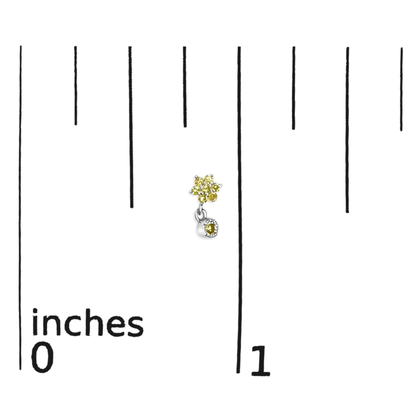 .925 Sterling Silver 1/10 Cttw Yellow Diamond Star Stud with Bezel Drop Dangle Earrings (Yellow Color, I2-I3 Clarity)