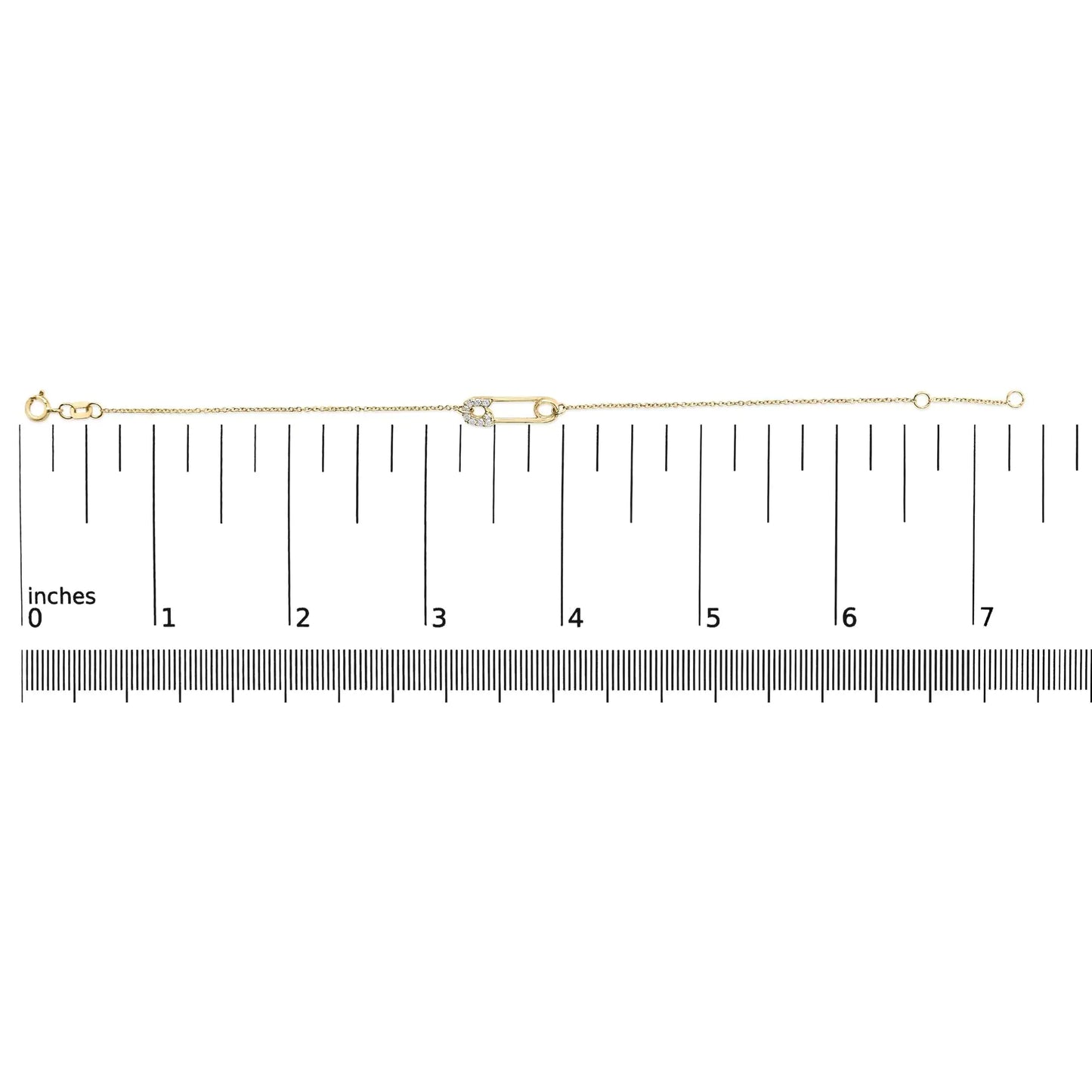 10K Yellow Gold 1/10 Cttw Diamond Paperclip Charm Adjustable Link Bracelet  (J-J Color, I1-I2 Clarity) - 7.25 Inch