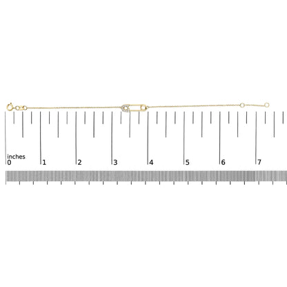 10K Yellow Gold 1/10 Cttw Diamond Paperclip Charm Adjustable Link Bracelet  (J-J Color, I1-I2 Clarity) - 7.25 Inch