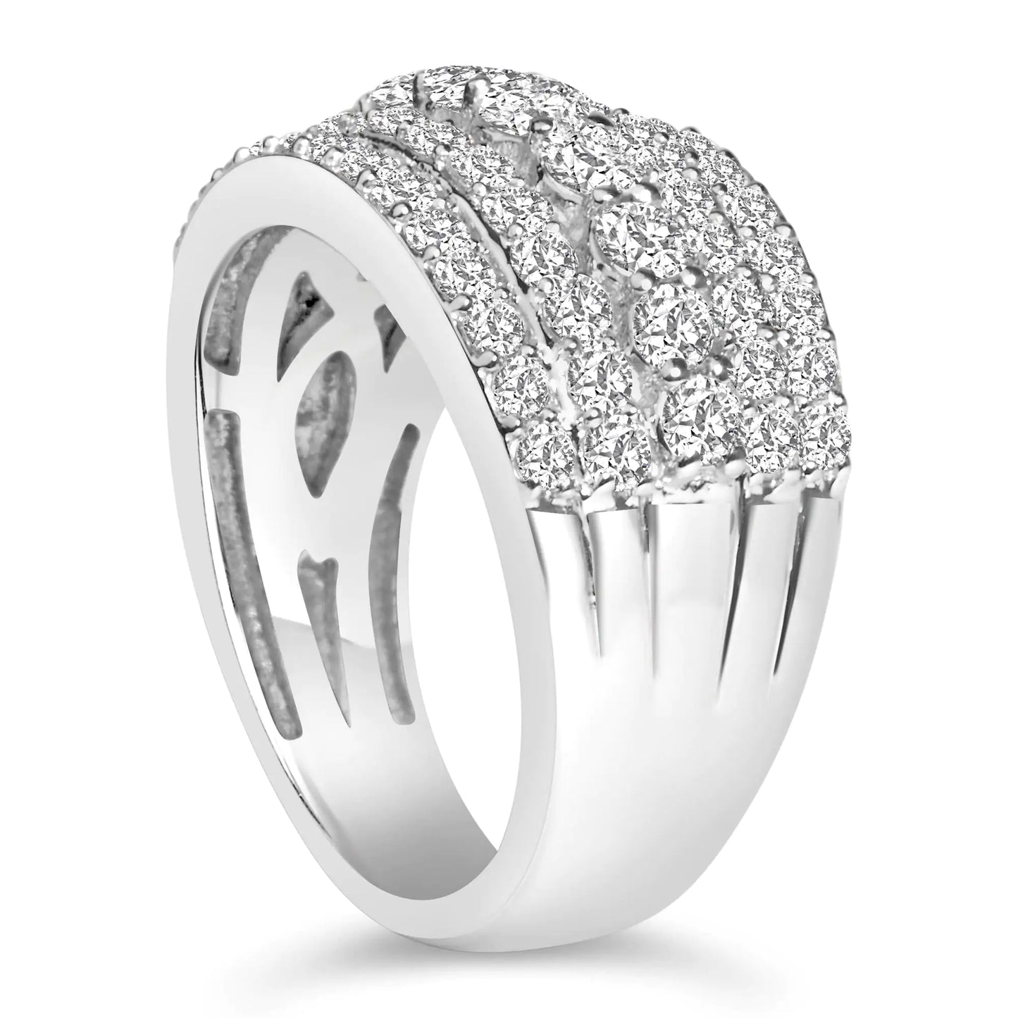 .925 Sterling Silver 2.00 Carat Lab Grown Diamond Multi Row Band Ring