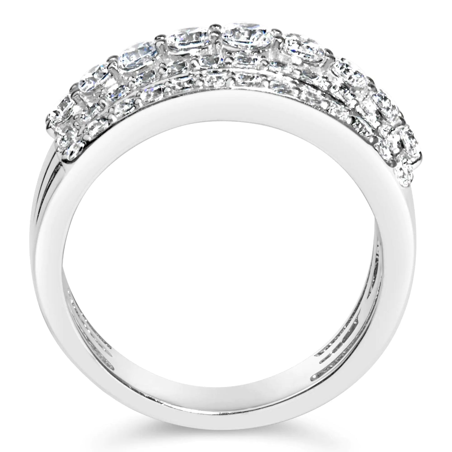 .925 Sterling Silver 2.00 Carat Lab Grown Diamond Multi Row Band Ring