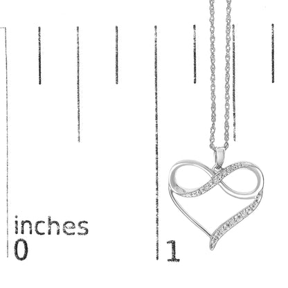 .925 Sterling Silver Diamond Accent Infinity Heart Love Pendant Necklace (J-K Color, I2-I3 Clarity) - 18" Inches