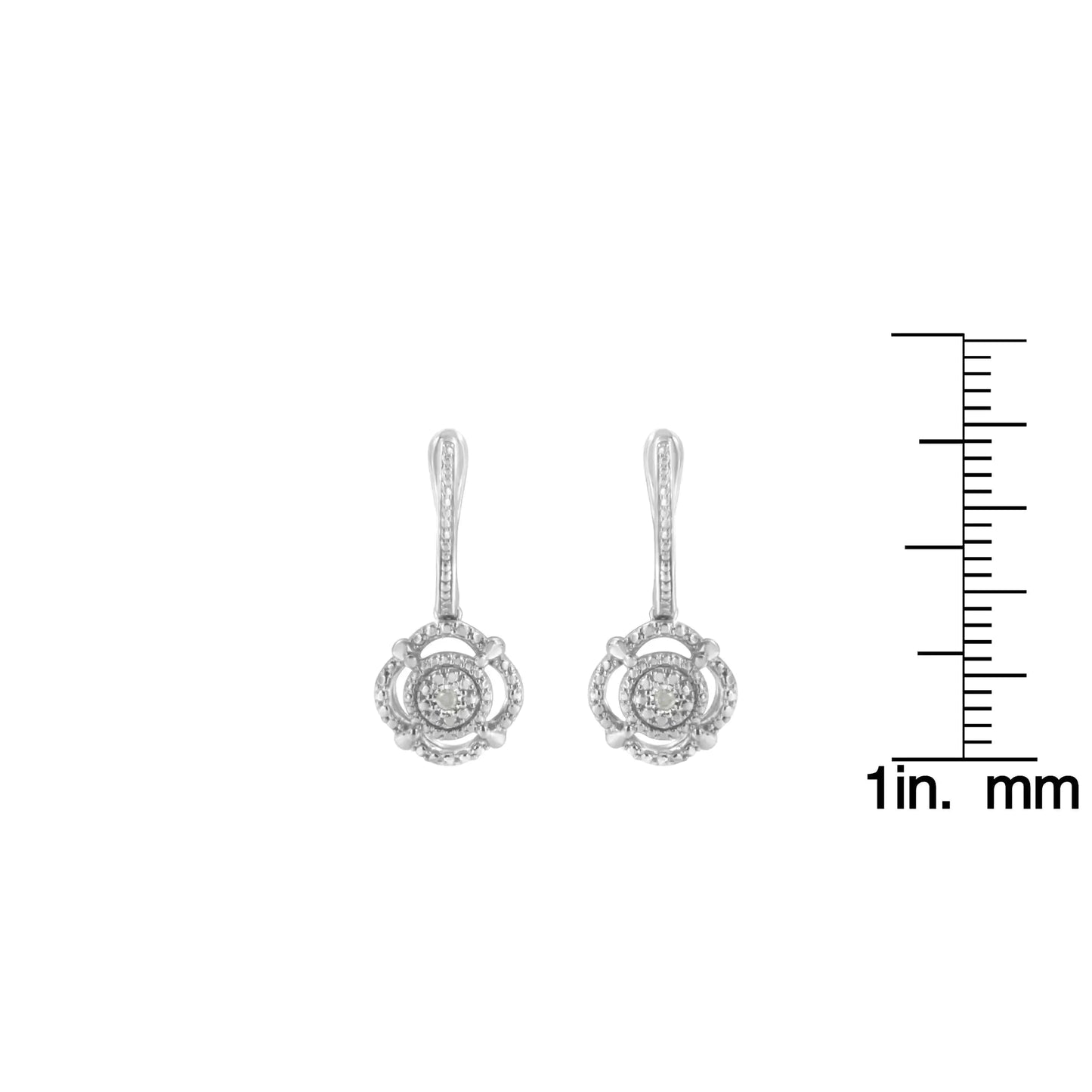 .925 Sterling Silver Miracle-Set Diamond Accent Drop and Dangle Earrings (I-J Color, I3 Clarity)