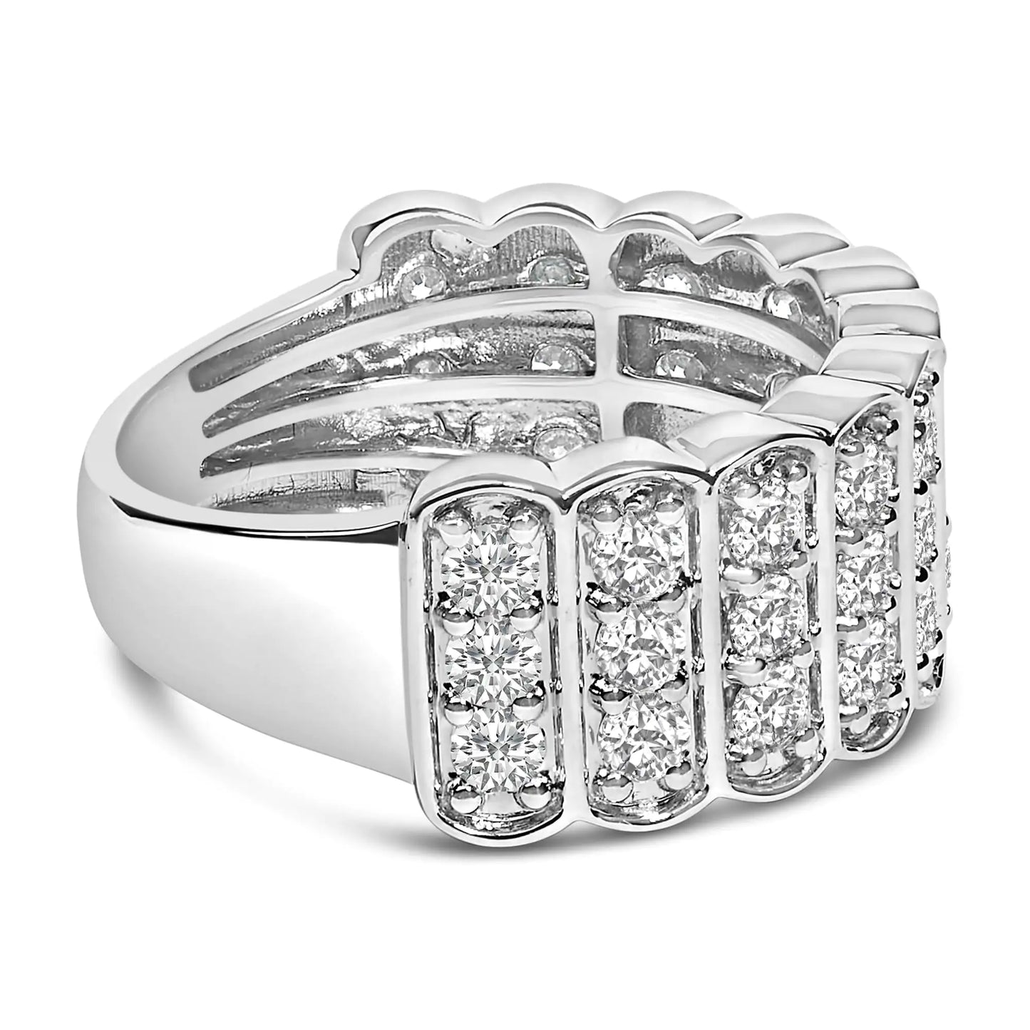 .925 Sterling Silver 1 1/2 Cttw Lab Grown Diamond 11 Row Band Ring (F-G Color, VS1-VS2 Clarity)