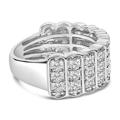 .925 Sterling Silver 1 1/2 Cttw Lab Grown Diamond 11 Row Band Ring (F-G Color, VS1-VS2 Clarity)