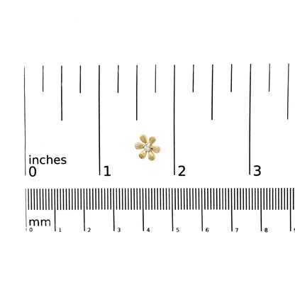 10K Yellow Gold Bezel Set Diamond Accent Hammered Finish Floral Stud Earrings (I-J Color, I1-I2 Clarity)