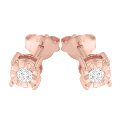 .925 Sterling Silver 1/10 Cttw Round Brilliant-Cut Diamond Miracle-Set Stud Earrings