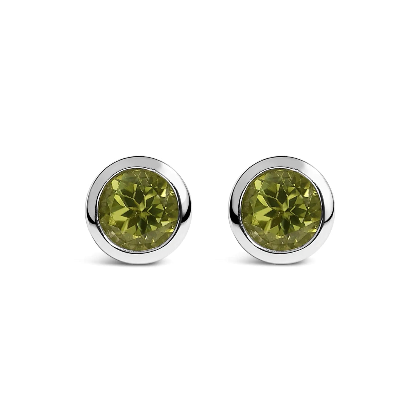 .925 Sterling Silver 6MM Bezel Set Created Gemstone Solitaire Stud Earrings