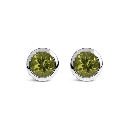 .925 Sterling Silver 6MM Bezel Set Created Gemstone Solitaire Stud Earrings