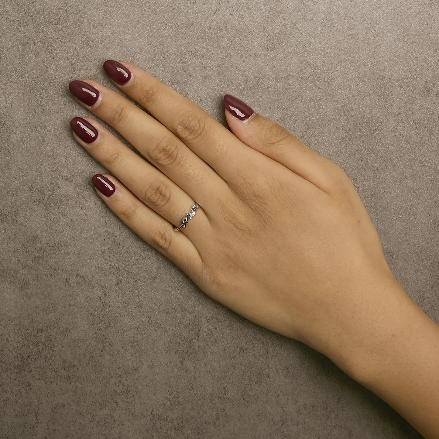 .925 Sterling Silver Diamond Accent "MOM"  Ring (J-K Color, I2-I3 Clarity)