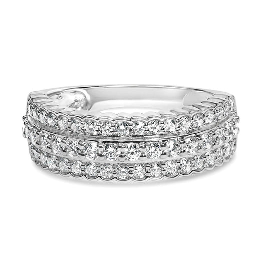 .925 Sterling Silver 1.0 cttw Lab Grown Diamond 3 Row Band Ring (F-G Color, VS1-VS2 Clarity)
