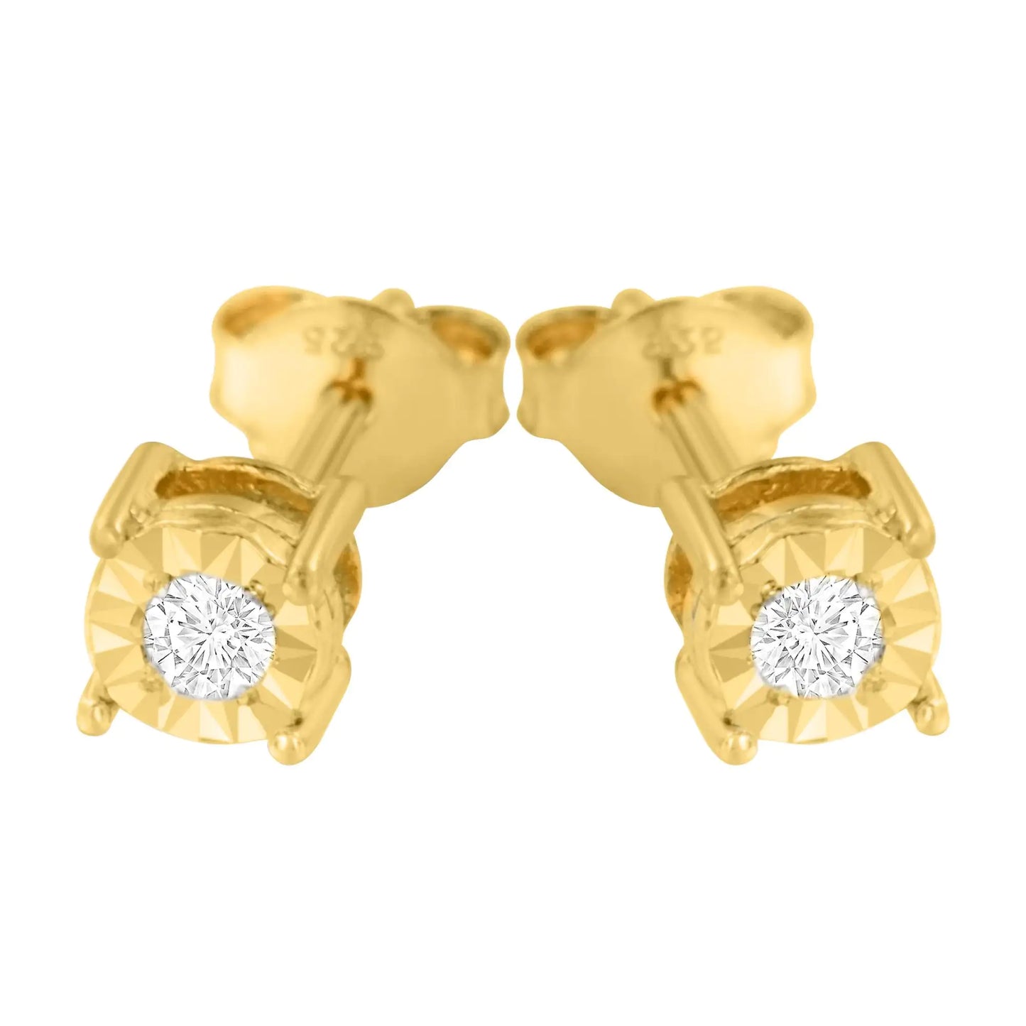 .925 Sterling Silver 1/10 Cttw Round Brilliant-Cut Diamond Miracle-Set Stud Earrings