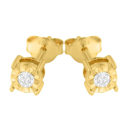 .925 Sterling Silver 1/10 Cttw Round Brilliant-Cut Diamond Miracle-Set Stud Earrings