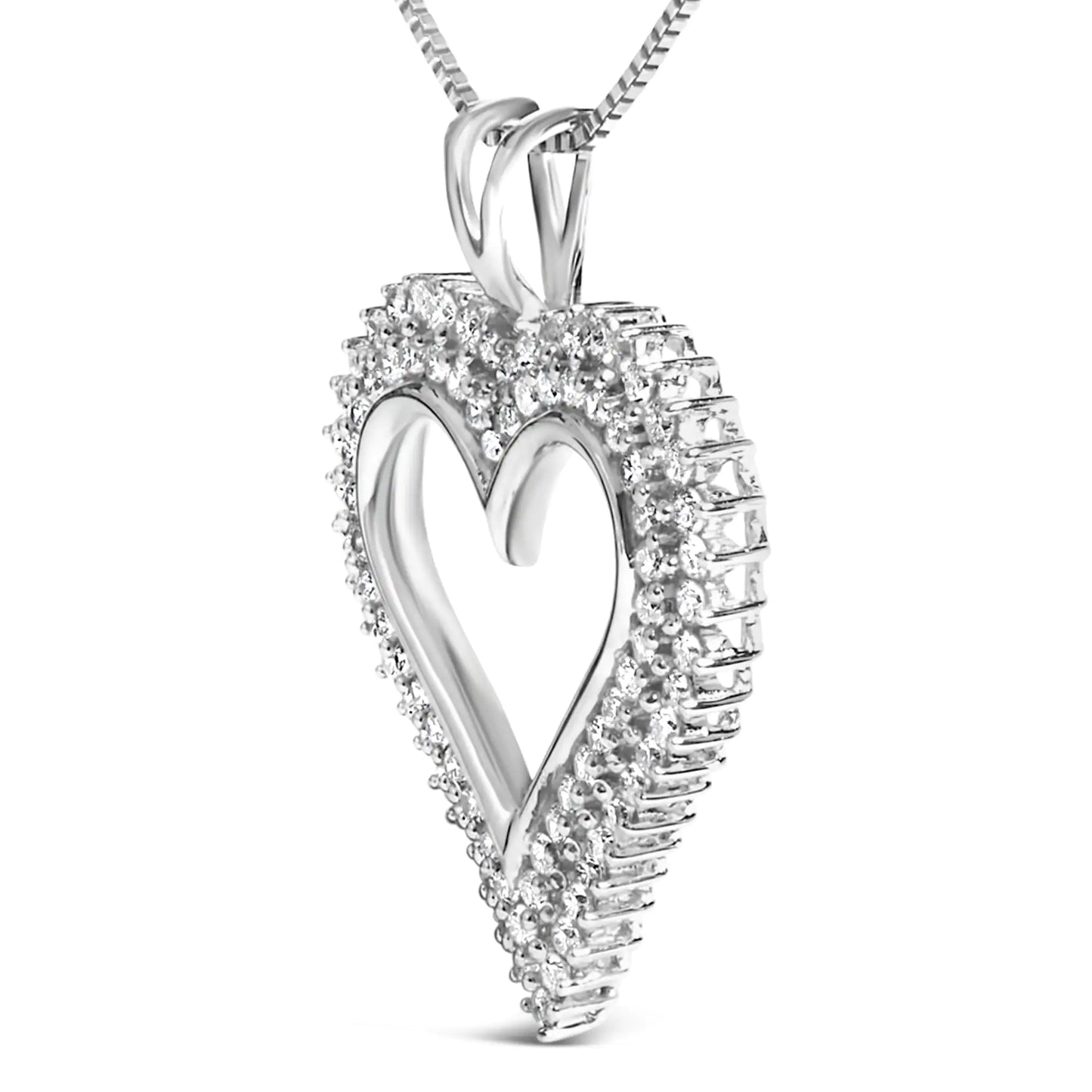 .925 Sterling Silver Diamond Heart 18" Pendant Necklace (I-J Color, I2-I3 Clarity)