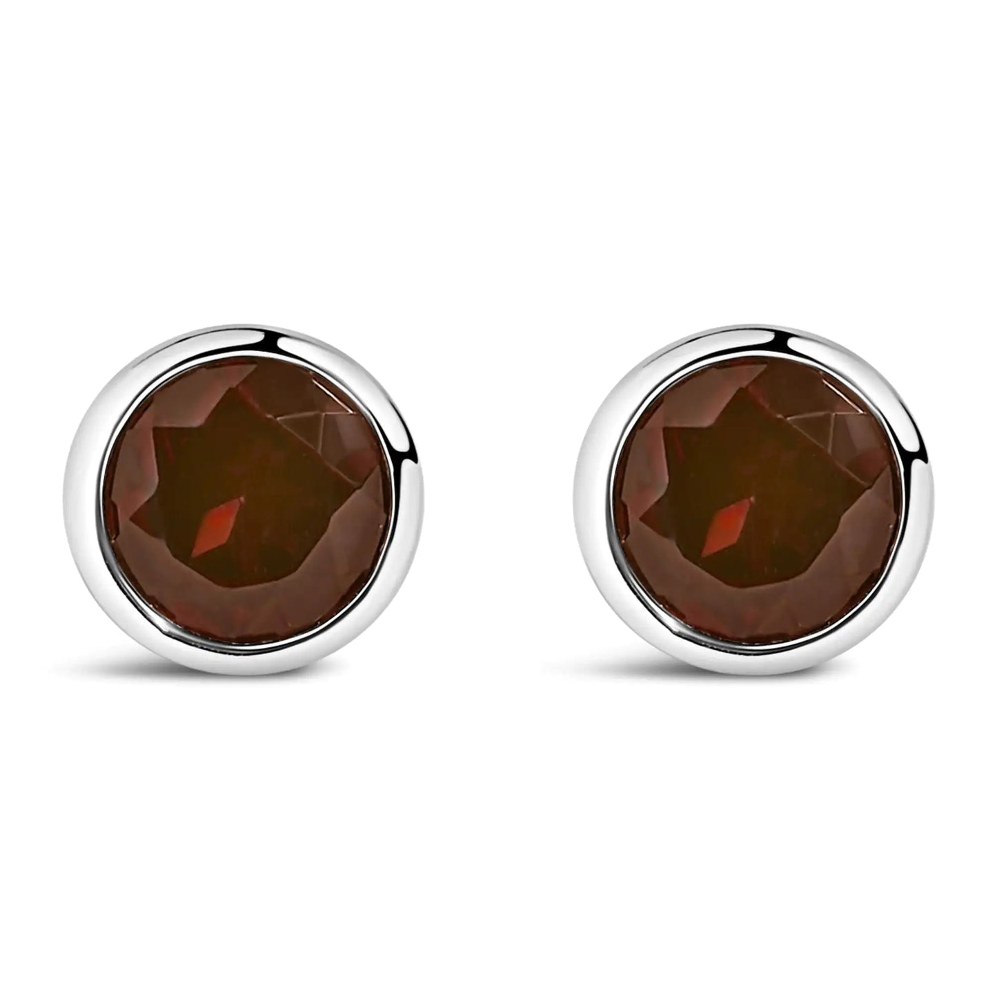 .925 Sterling Silver 6MM Bezel Set Created Gemstone Solitaire Stud Earrings