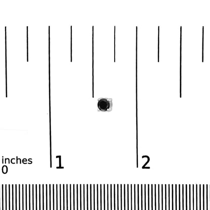 .925 Sterling Silver Black Diamond Solitaire Stud Earrings (Black Color, I2-I3 Clarity)
