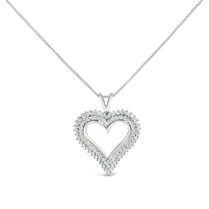 .925 Sterling Silver Diamond Heart 18" Pendant Necklace (I-J Color, I2-I3 Clarity)
