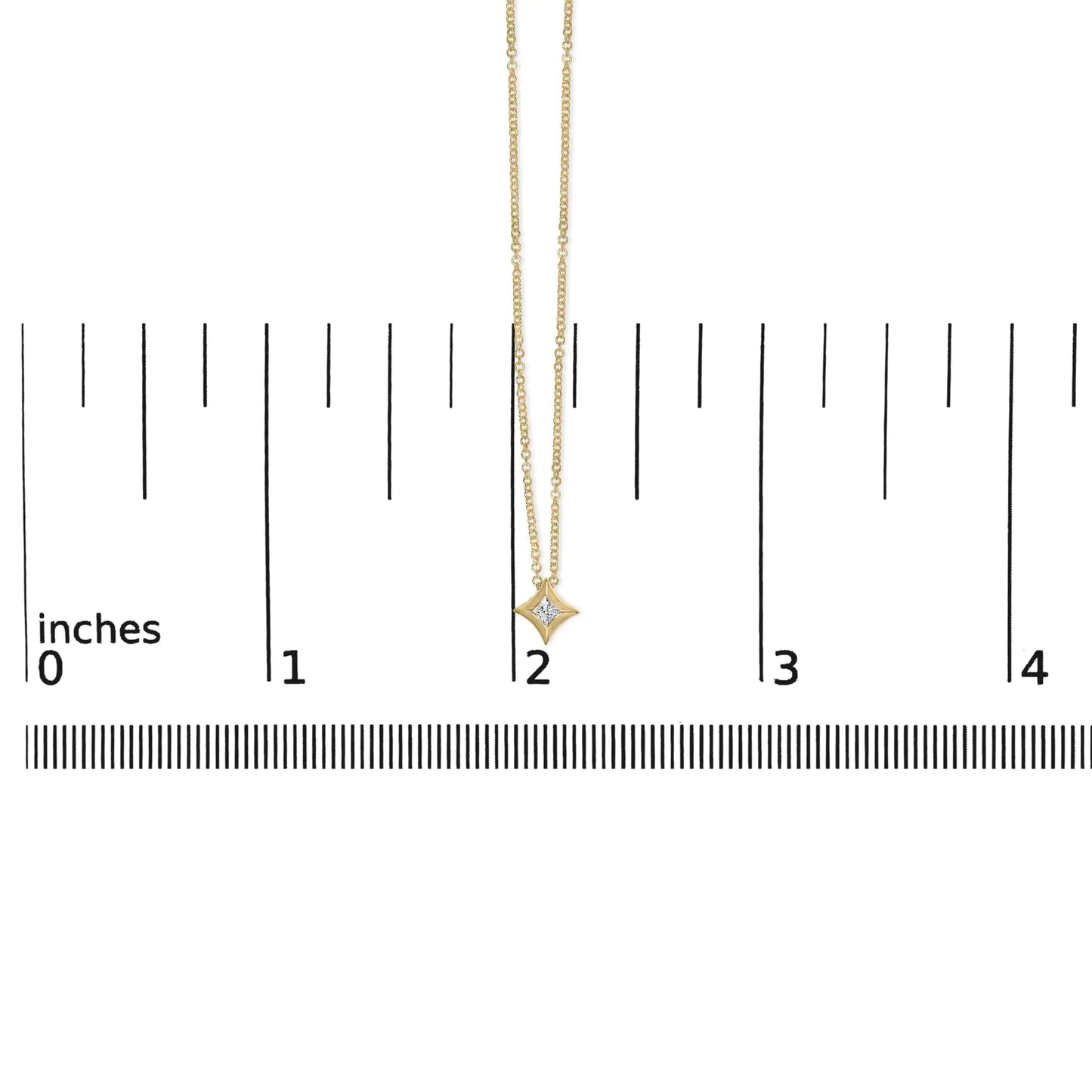 10K Gold 1/10 Cttw Bezel Set Solitaire Princess Cut Diamond Kite Shaped Pendent Necklace - 18" Inches
