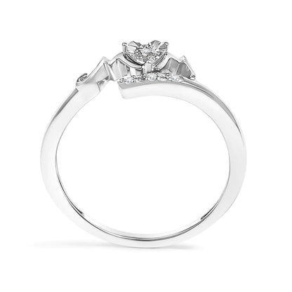 .925 Sterling Silver Diamond Accent "MOM" Heart Ring (J-K Color, I2-I3 Clarity)