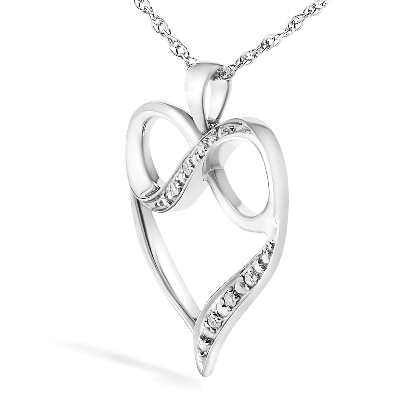 .925 Sterling Silver Diamond Accent Infinity Heart Love Pendant Necklace (J-K Color, I2-I3 Clarity) - 18" Inches