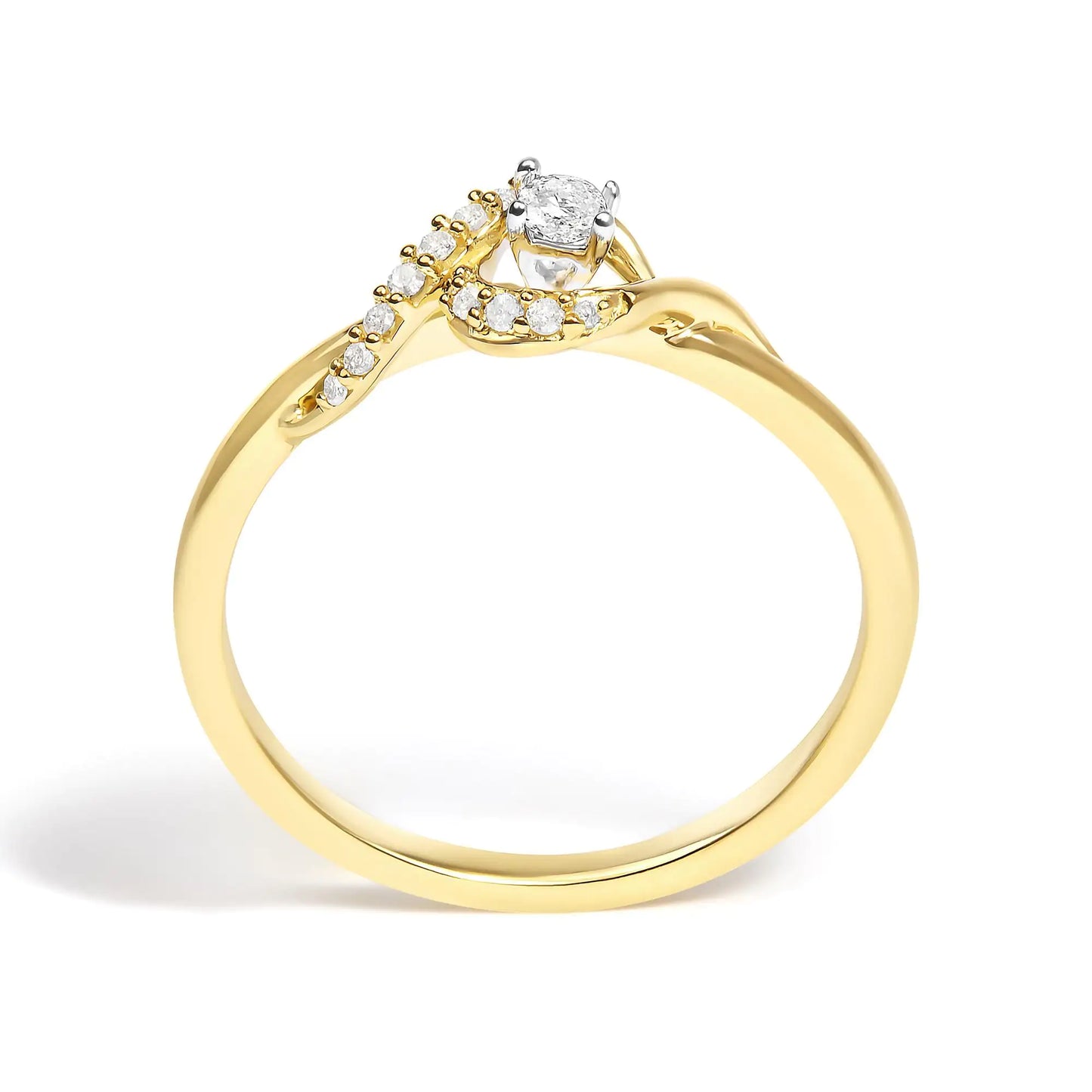 14K Yellow Gold Flash Plated .925 Sterling Silver 1/6 Cttw Diamond Swirl and Halo Promise Ring (I-J Color, I3 Clarity)