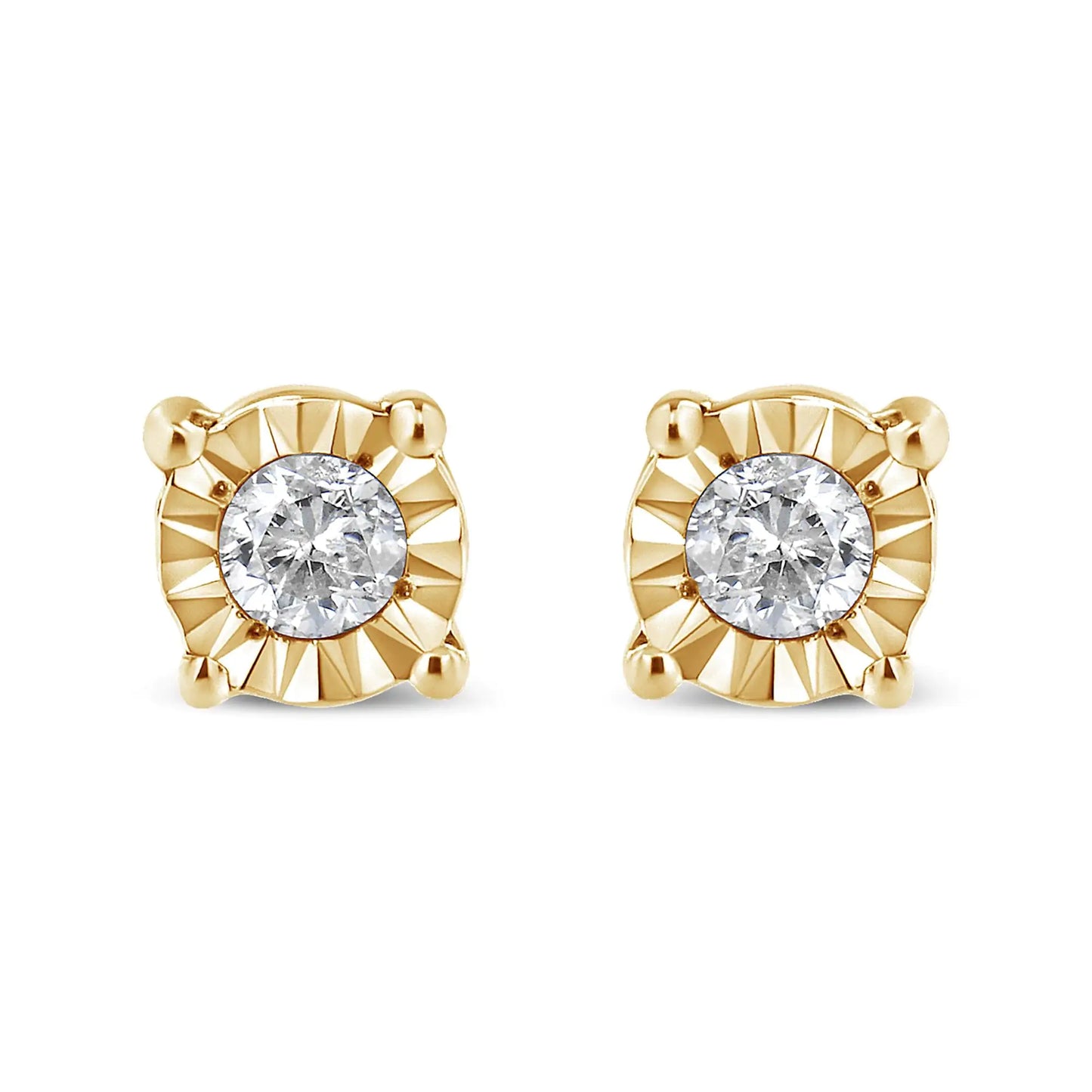 .925 Sterling Silver 1/10 Cttw Round Brilliant-Cut Diamond Miracle-Set Stud Earrings