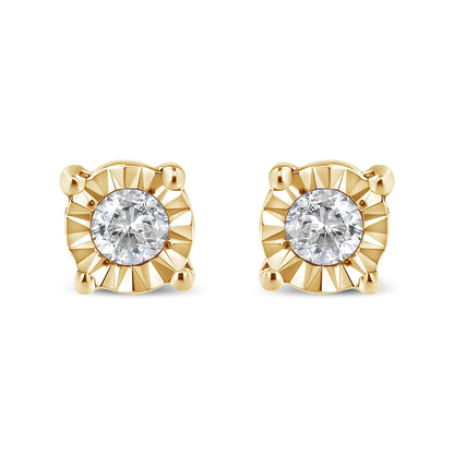 .925 Sterling Silver 1/10 Cttw Round Brilliant-Cut Diamond Miracle-Set Stud Earrings