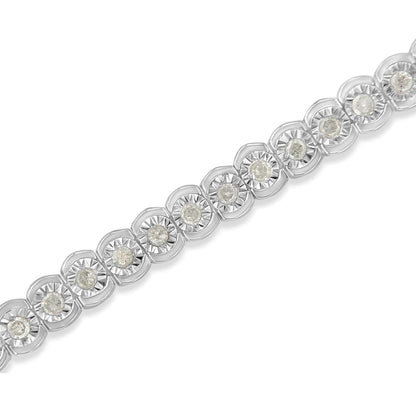 .925 Sterling Silver 1.0 Cttw Diamond Miracle-Set Cut-Circle 7" Tennis Bracelet (I-J Color, I2-I3 Clarity)