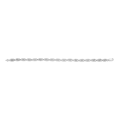 .925 Sterling Silver Diamond Accent Heart Link Bracelet (I-J Color, I3 Clarity) - 7.25"
