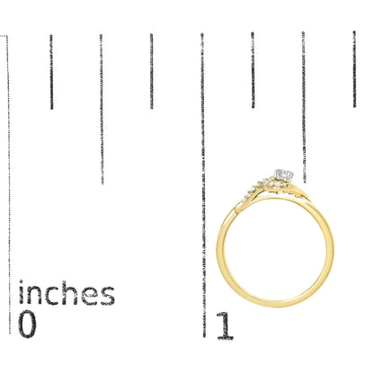 14K Yellow Gold Flash Plated .925 Sterling Silver 1/6 Cttw Diamond Swirl and Halo Promise Ring (I-J Color, I3 Clarity)