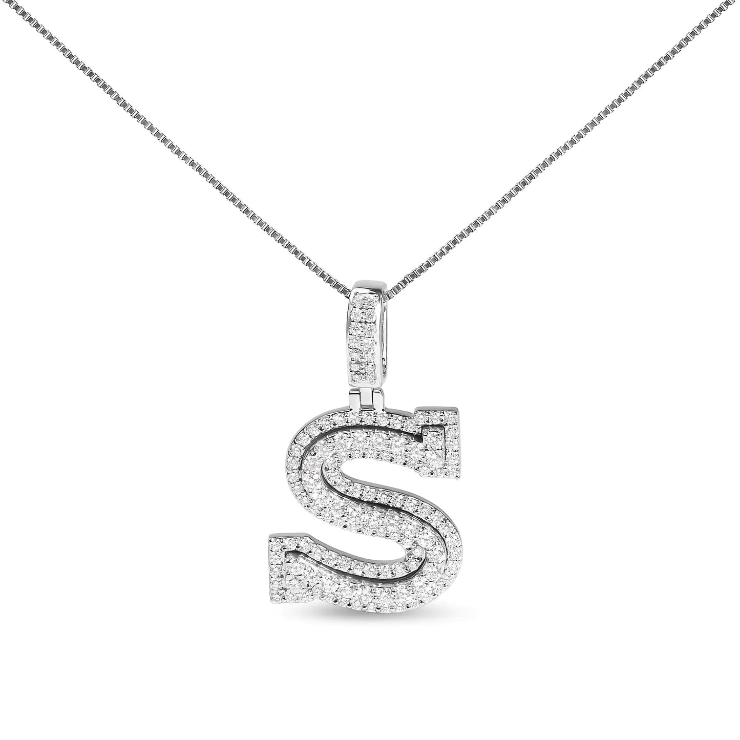 .925 Sterling Silver 1 1/10 Cttw Round Lab-Grown Diamond "S" Pendant Necklace - 18"