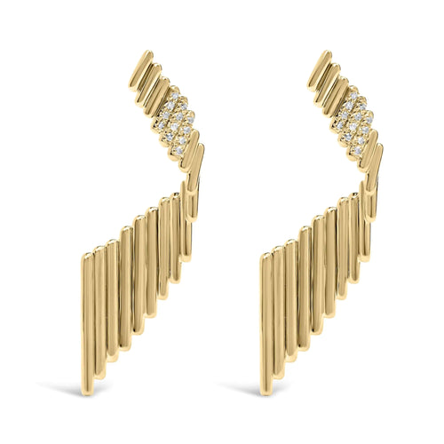 14K Yellow Gold Plated .925 Sterling Silver Sculpted Diamond Accent Drop Earrings (H-I Color, I1-I2 Clarity)