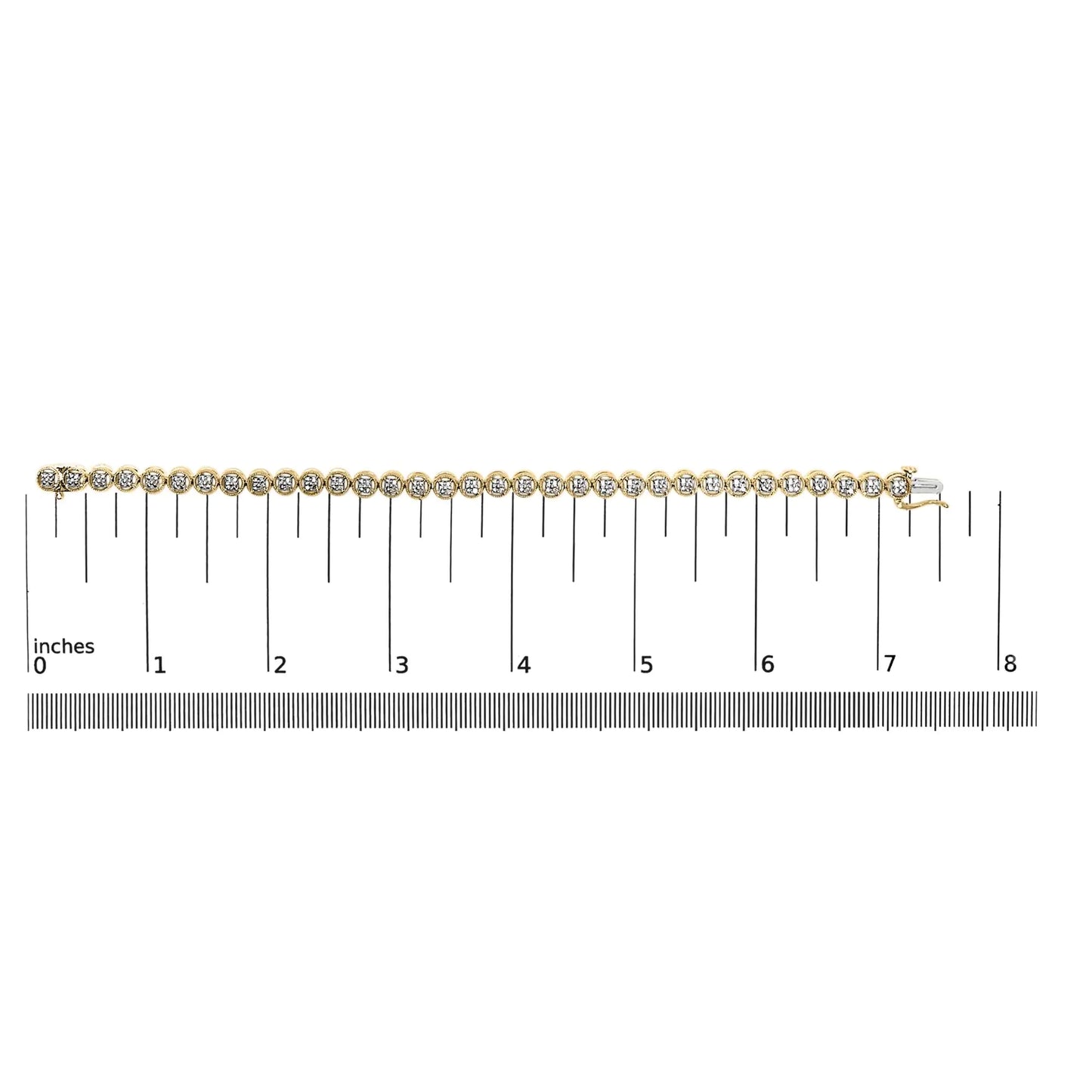 .925 Sterling Silver 1/10 Cttw Diamond Open Circle Beaded Wheel Link Tennis Bracelet (I-J Color, I3 Clarity) - 7.25"