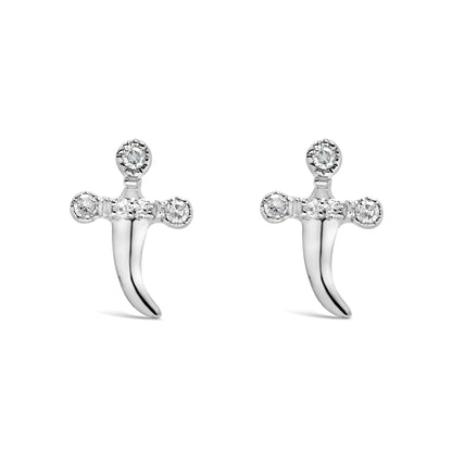 .925 Sterling Silver Diamond Accent Knife Earrings (H-I Color, I2-I3 Clarity)