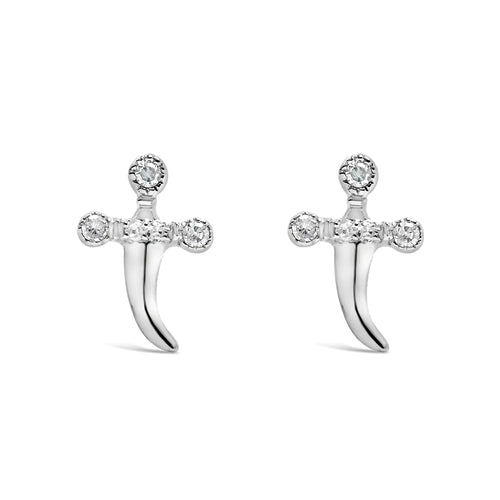 .925 Sterling Silver Diamond Accent Knife Earrings (H-I Color, I2-I3 Clarity)