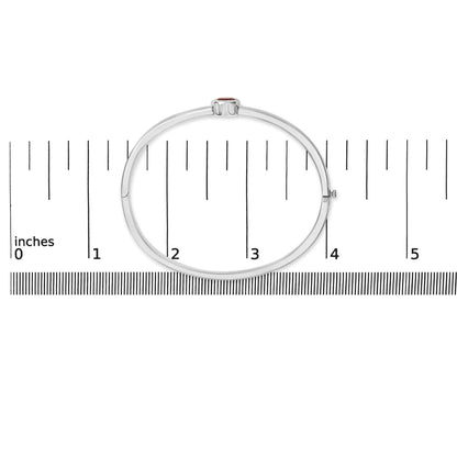 .925 Sterling Silver 7X7MM Created Red Ruby Solitaire Bangle Bracelet - 7 Inches