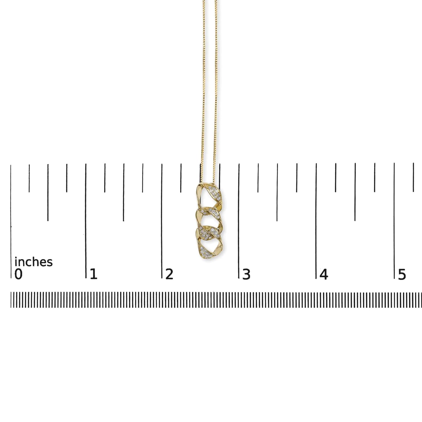 14K Yellow Gold Plated .925 Sterling Silver 1/6 Cttw Diamond Interlocking Triple Asymmetric Circle Hoop 18" Pendant Necklace (H-I Color, I1-I2 Clarity)