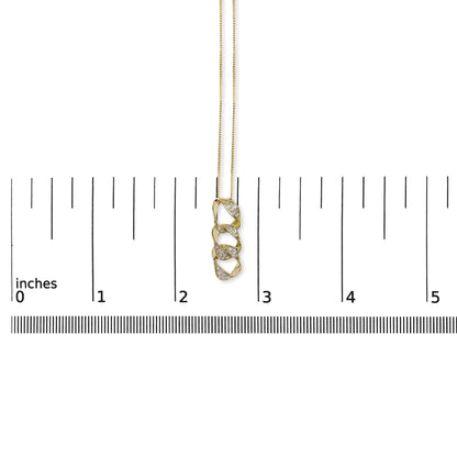 14K Yellow Gold Plated .925 Sterling Silver 1/6 Cttw Diamond Interlocking Triple Asymmetric Circle Hoop 18" Pendant Necklace (H-I Color, I1-I2 Clarity)
