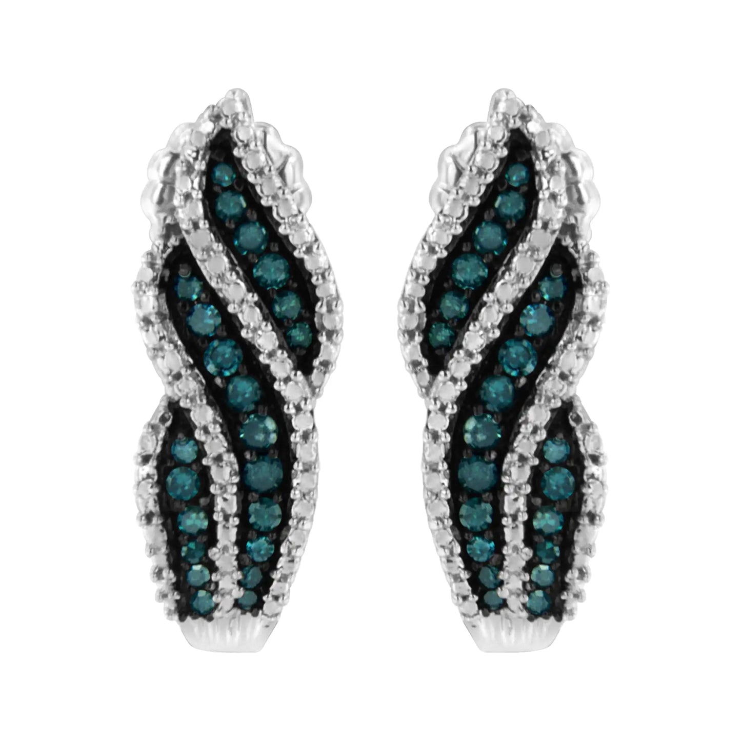 Sterling Silver .5 ct. TDW Treated Blue Diamond Dangling Stud Earrings (Blue, I1-I2)