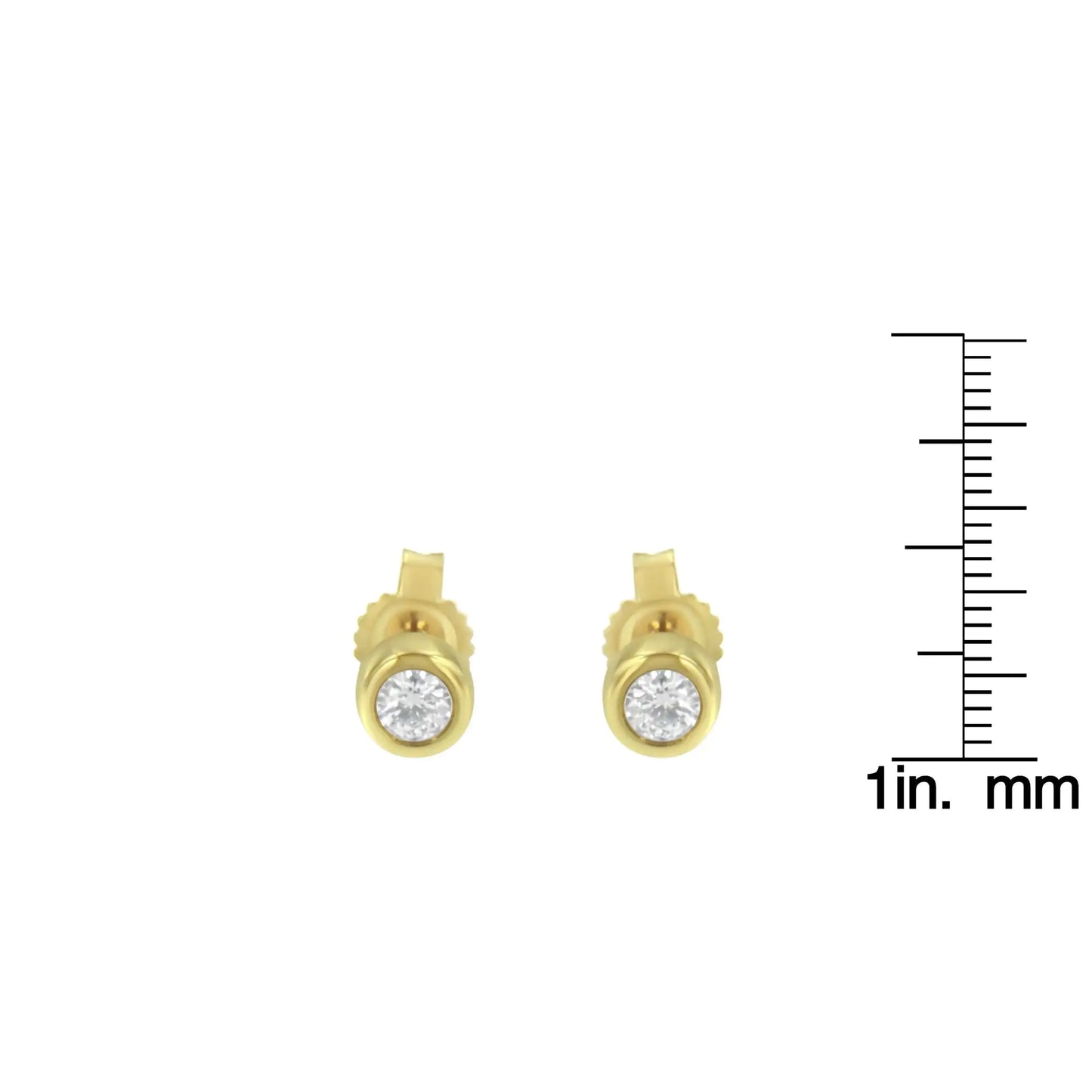 10K Gold 0.15 Cttw Round Brilliant-Cut Near Colorless Diamond Bezel-Set Stud Earrings (H-I Color, I1-I2 Clarity)